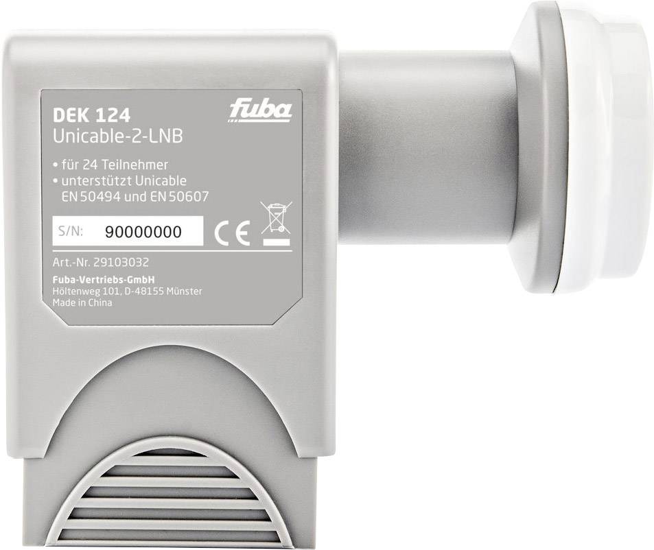 Fuba DEK 124 Unicable-LNB Teilnehmer-Anzahl: 24 Feedaufnahme: 40mm Wetterschutz Grau, Weiß