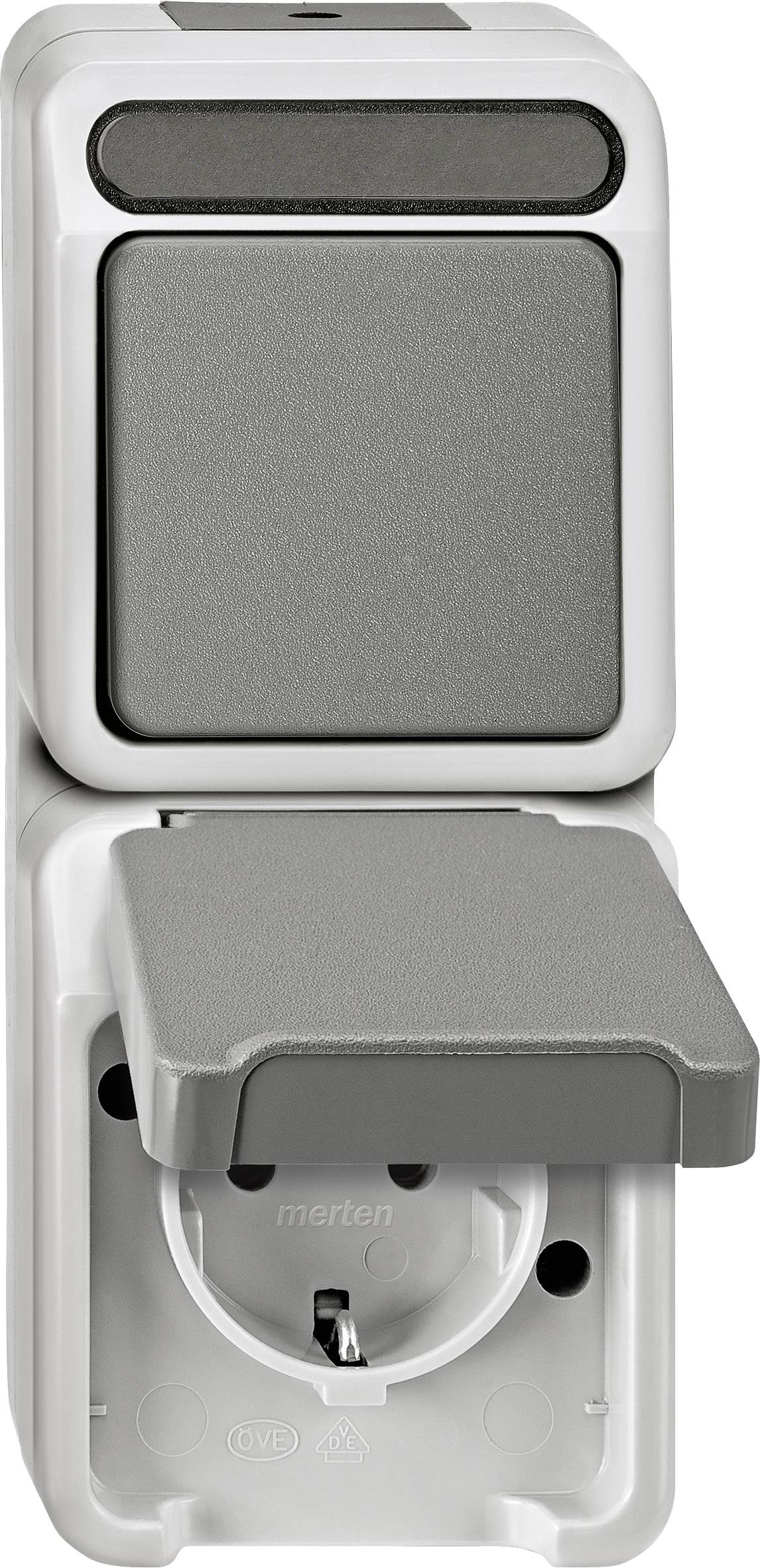 Merten 1 Stück Feuchtraum-Schalterprogramm Komplett Schalter/Steckdosen Kombination AQUASTAR Lichtgrau 4922833 1 St.
