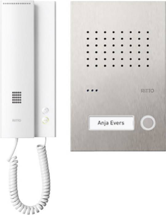 Ritto by Schneider 1891120 Türsprechanlage Kabelgebunden Komplett-Set 1 Familienhaus Weiß, Silber