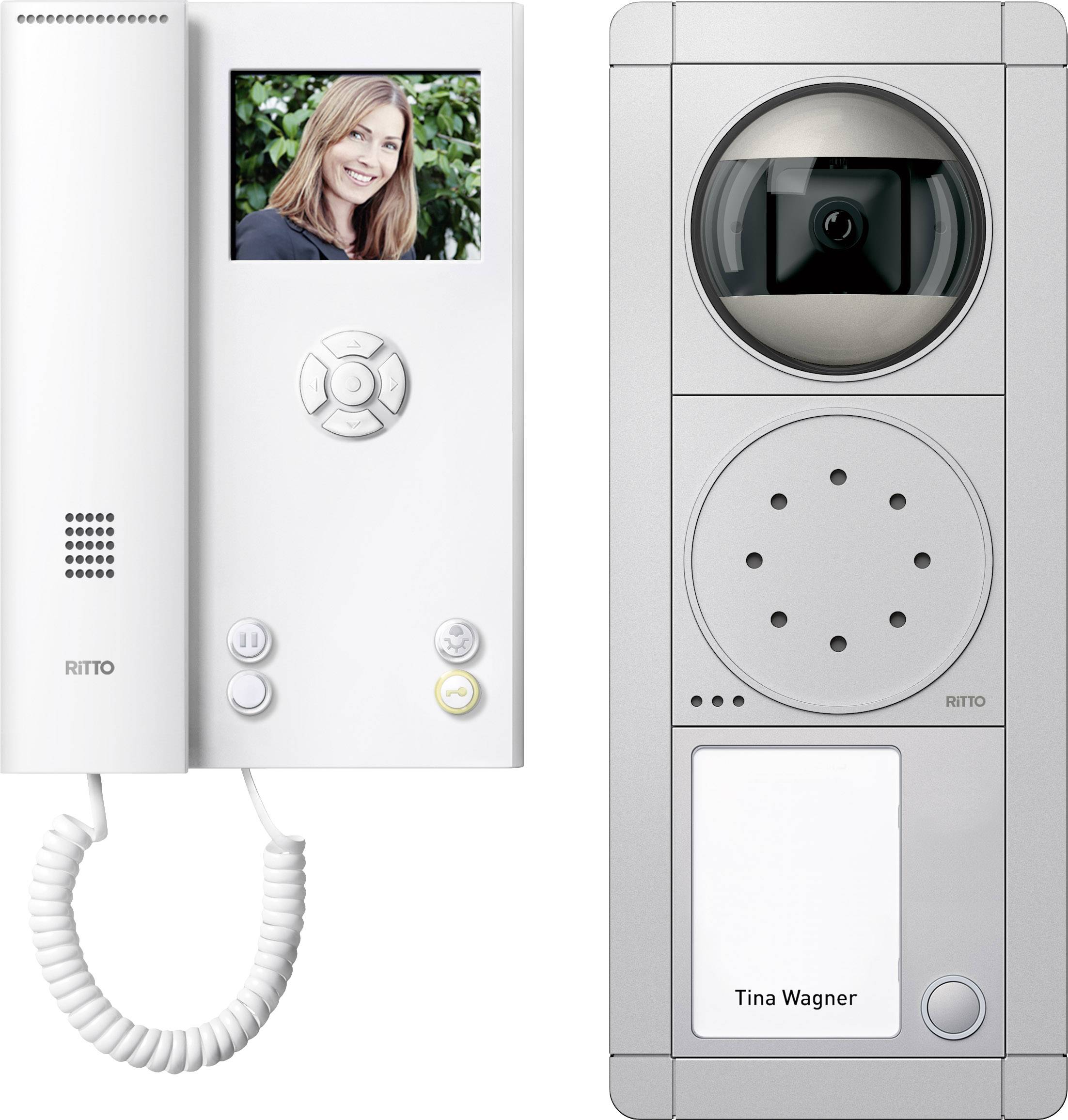 Ritto by Schneider RGE1892120 Video-Türsprechanlage Kabelgebunden Komplett-Set 1 Familienhaus Silber, Weiß