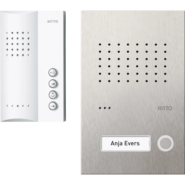 Ritto by Schneider RGE1818125 Türsprechanlage Kabelgebunden Komplett-Set 1 Familienhaus Weiß, Edelstahl Ritto by Schneider RGE1818125 Türsprechanlage Kabelgebunden Komplett-Set 1 Familienhaus Weiß, Edelstahl