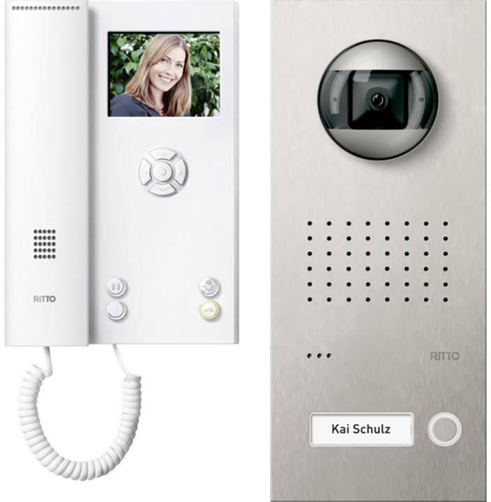 Ritto by Schneider RGE1819325 Video-Türsprechanlage Kabelgebunden Komplett-Set 1 Familienhaus Weiß, Edelstahl