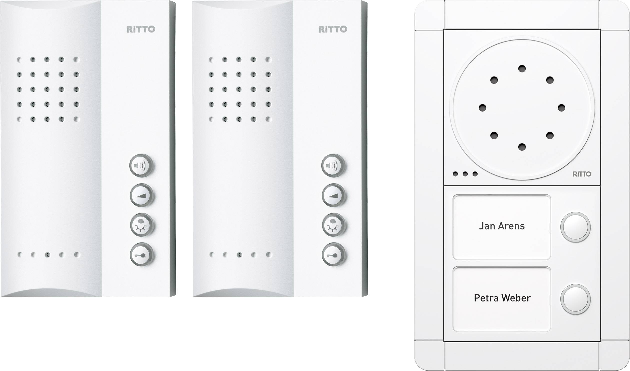 Ritto by Schneider RGE1891470 Türsprechanlage Kabelgebunden Komplett-Set 2 Familienhaus Weiß