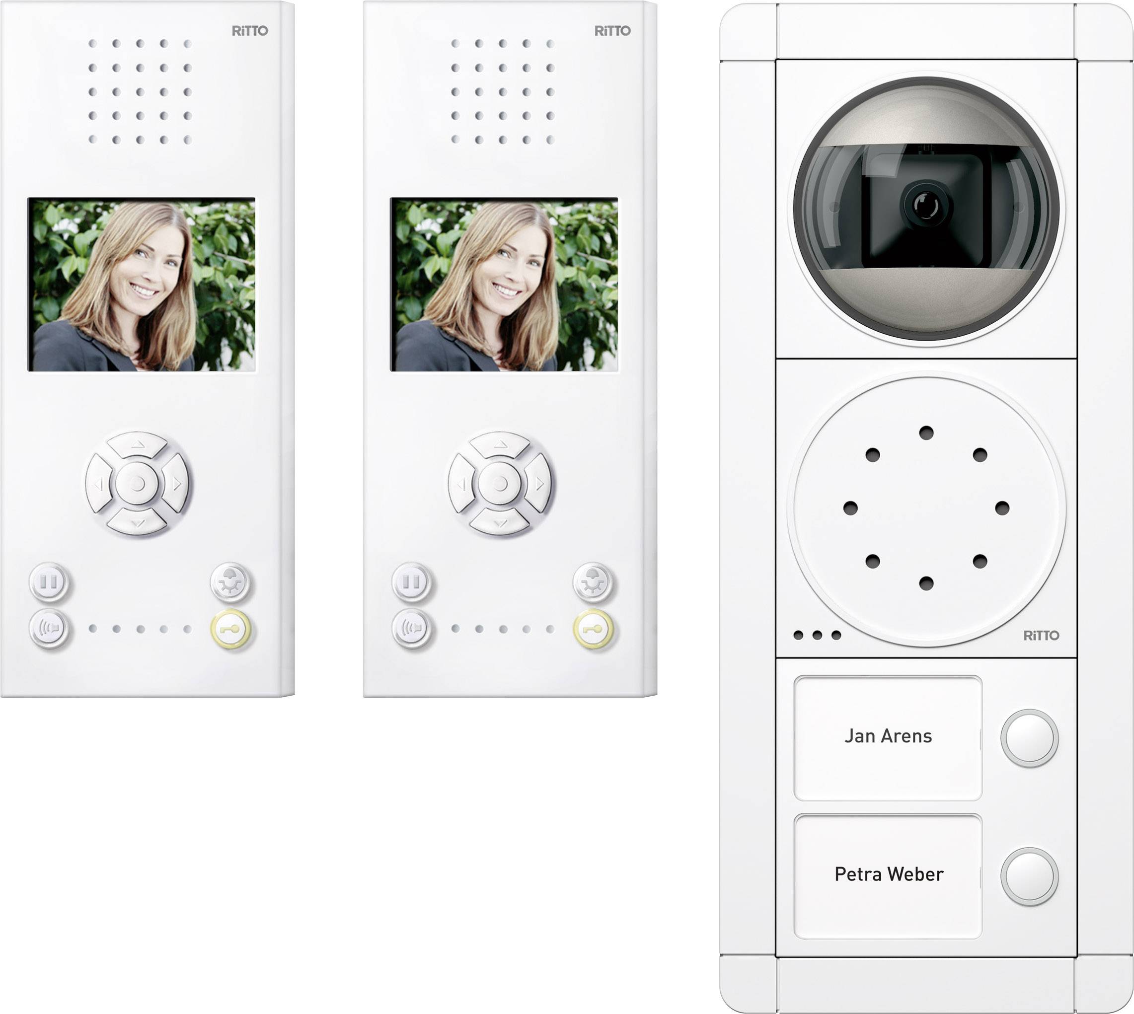 Ritto by Schneider RGE1892470 Video-Türsprechanlage Kabelgebunden Komplett-Set 2 Familienhaus Weiß