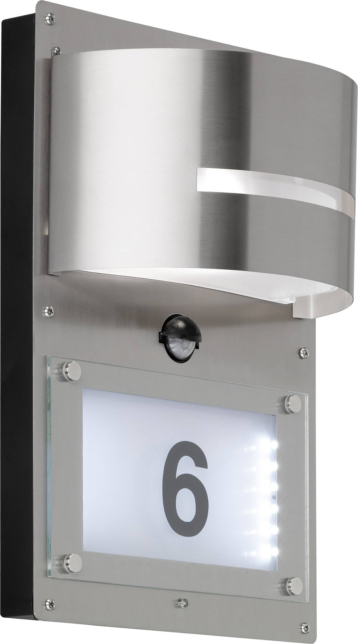 WOFI Marvel 4046.02.97.7000 Hausnummernleuchte mit Bewegungsmelder LED E27, LED fest eingebaut 13 W