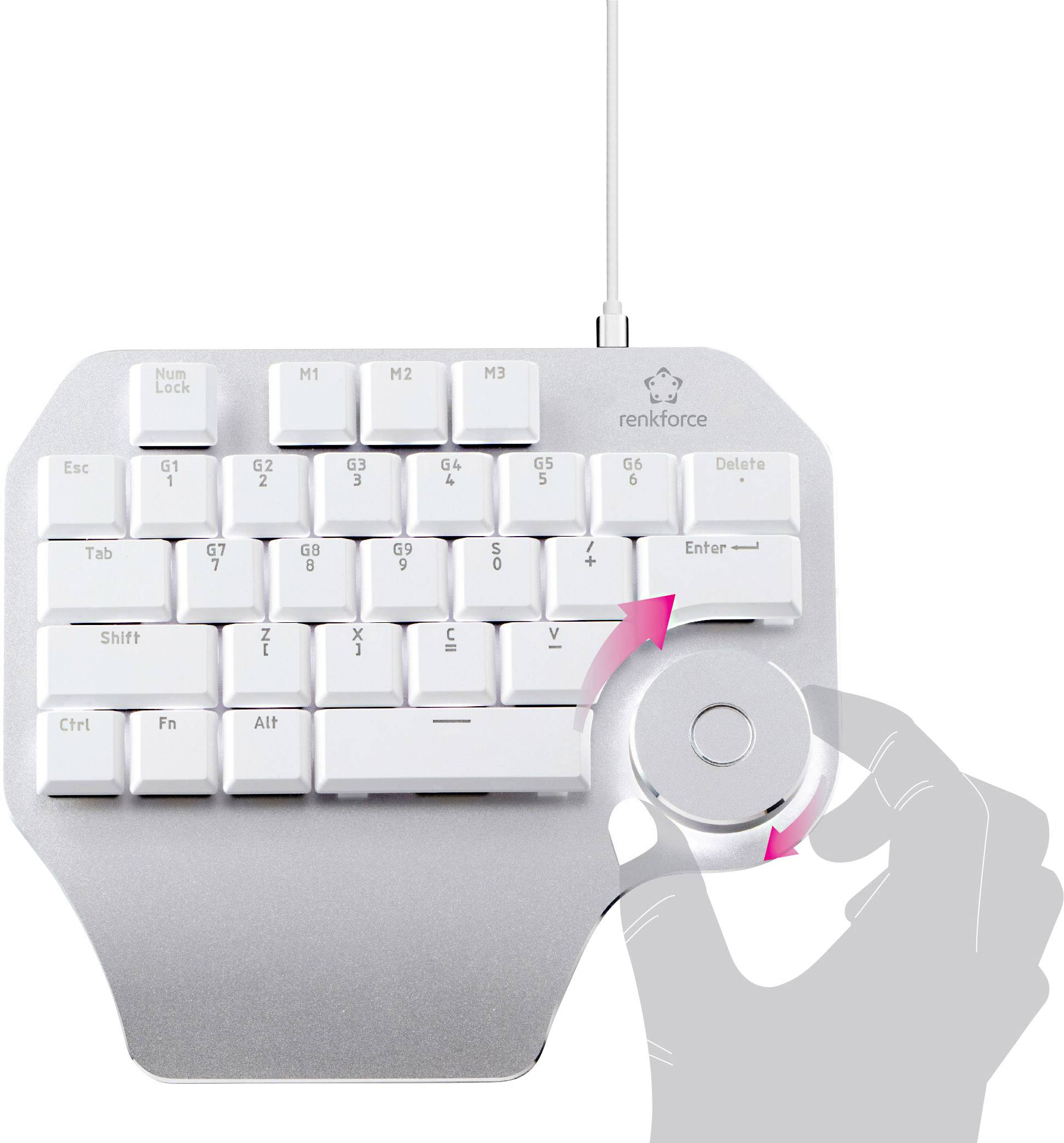 Renkforce DKS-100 Grafik-Designer Tastatur Silber-Schwarz Abnehmbares Kabel