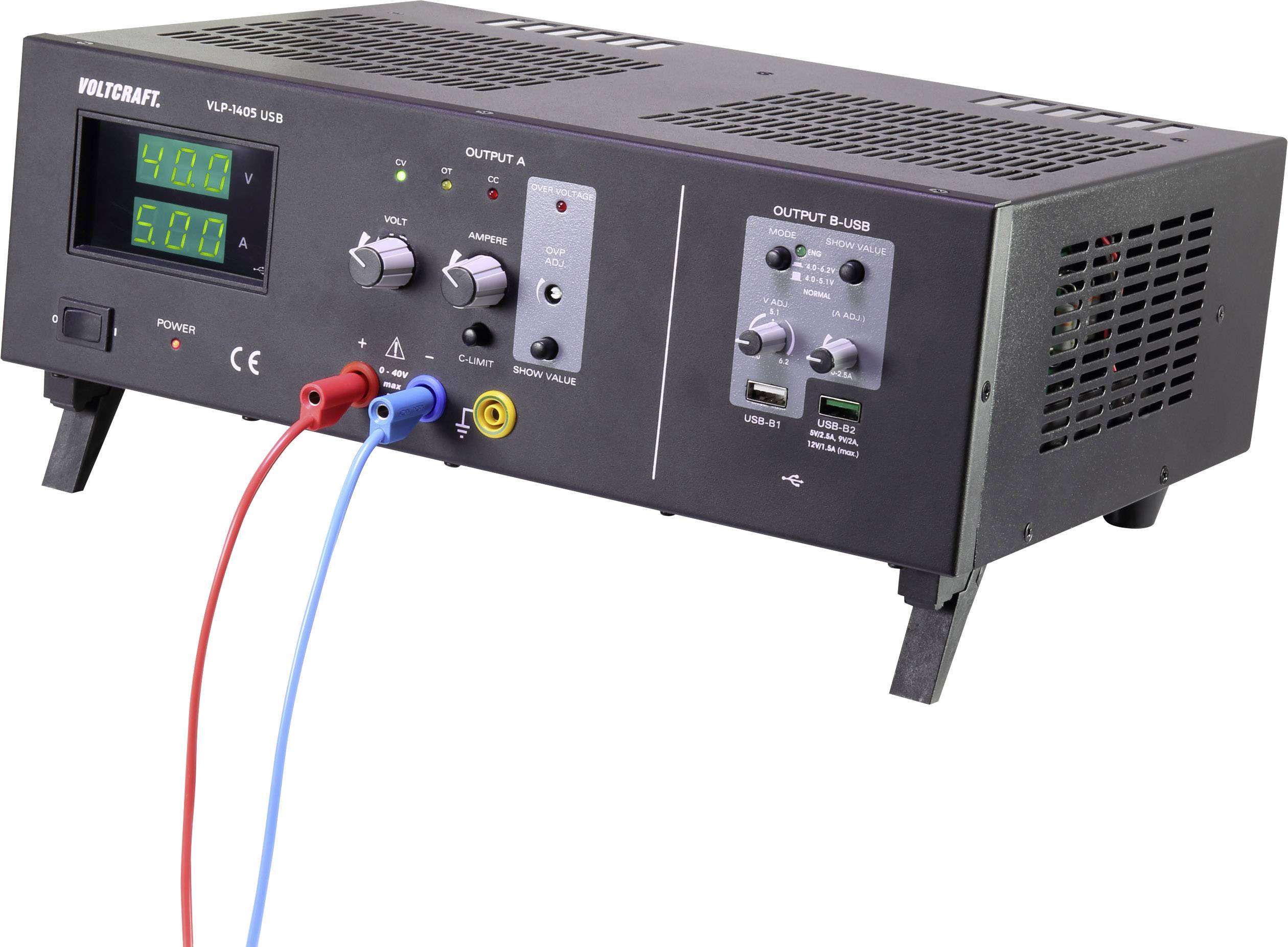 VOLTCRAFT VLP-1405 USB Labornetzgerät, einstellbar kalibriert (DAkkS-akkreditiertes Labor) 0 - 40V 0.01 - 5A 233W OVP Anzah
