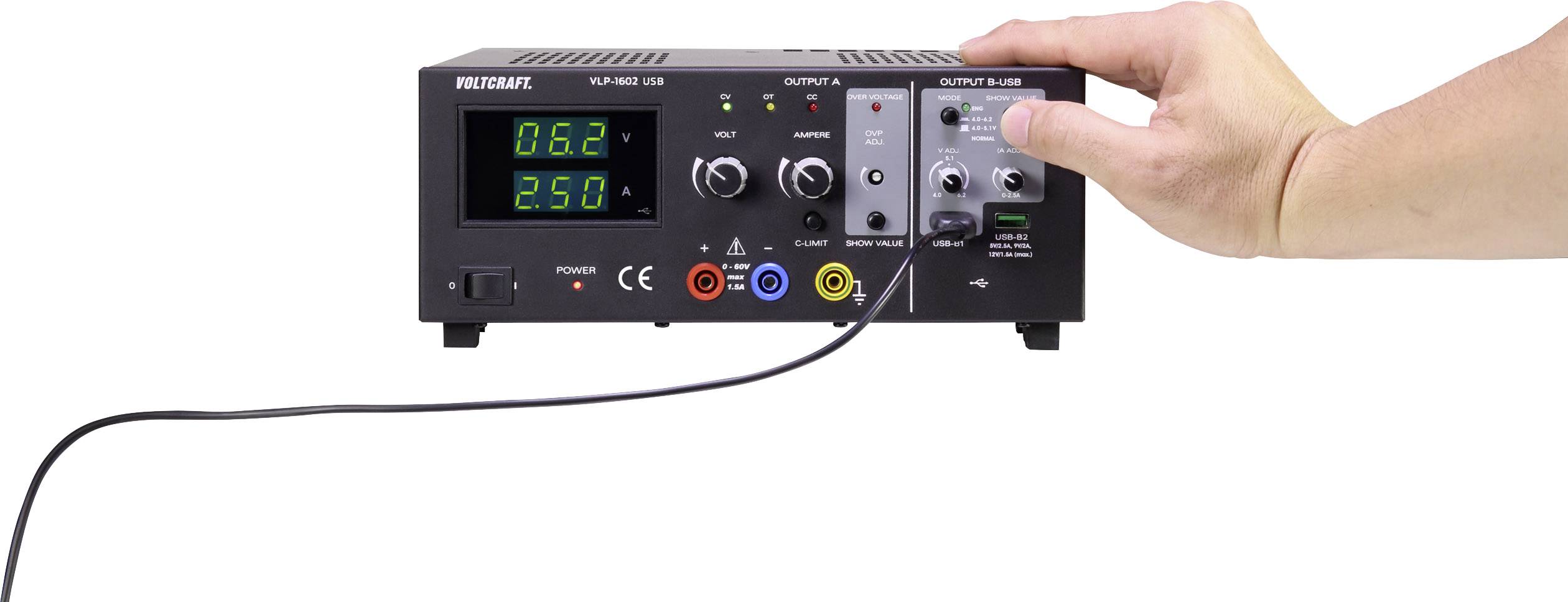 VOLTCRAFT VLP-1602 USB Labornetzgerät, einstellbar kalibriert (DAkkS-akkreditiertes Labor) 0 - 60V 0.01 - 1.5A 123W OVP Anzahl