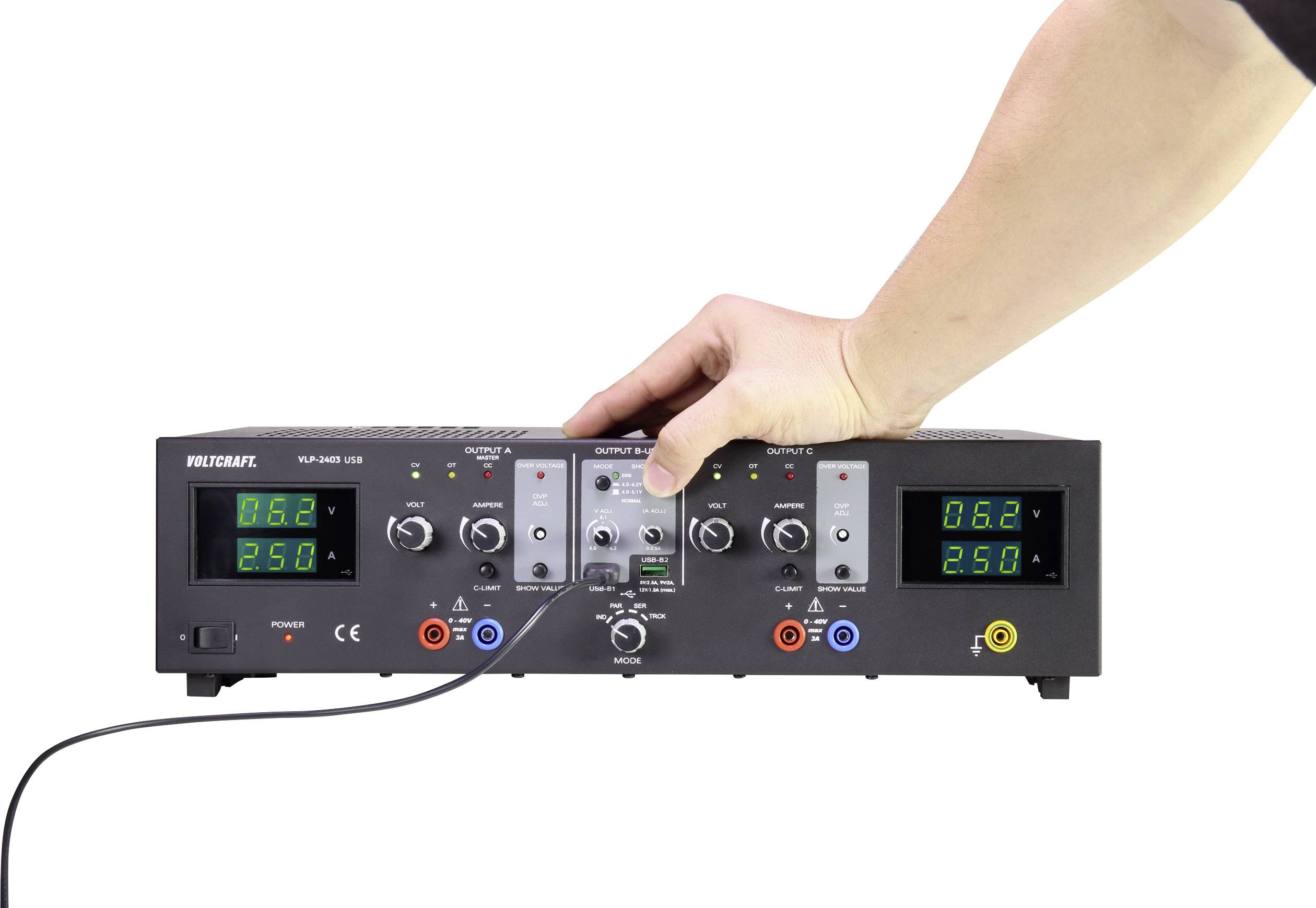 VOLTCRAFT VLP-2403 USB Labornetzgerät, einstellbar 0 - 40V 0.01 - 3A 273W OVP Anzahl Ausgänge 4 x