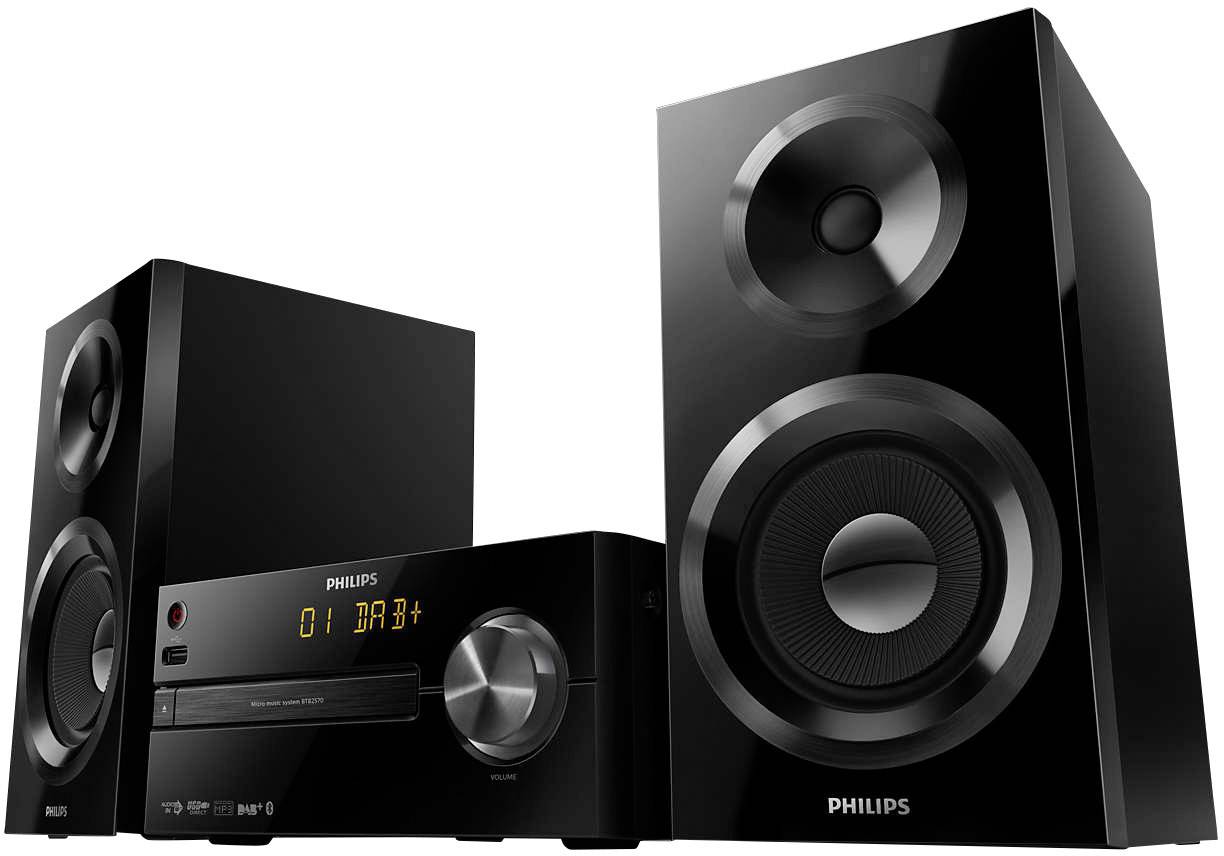 Philips BTB2570 Stereoanlage AUX, CD, DLNA, USB, UKW, Akku-Ladefunktion 2 x 30W Schwarz