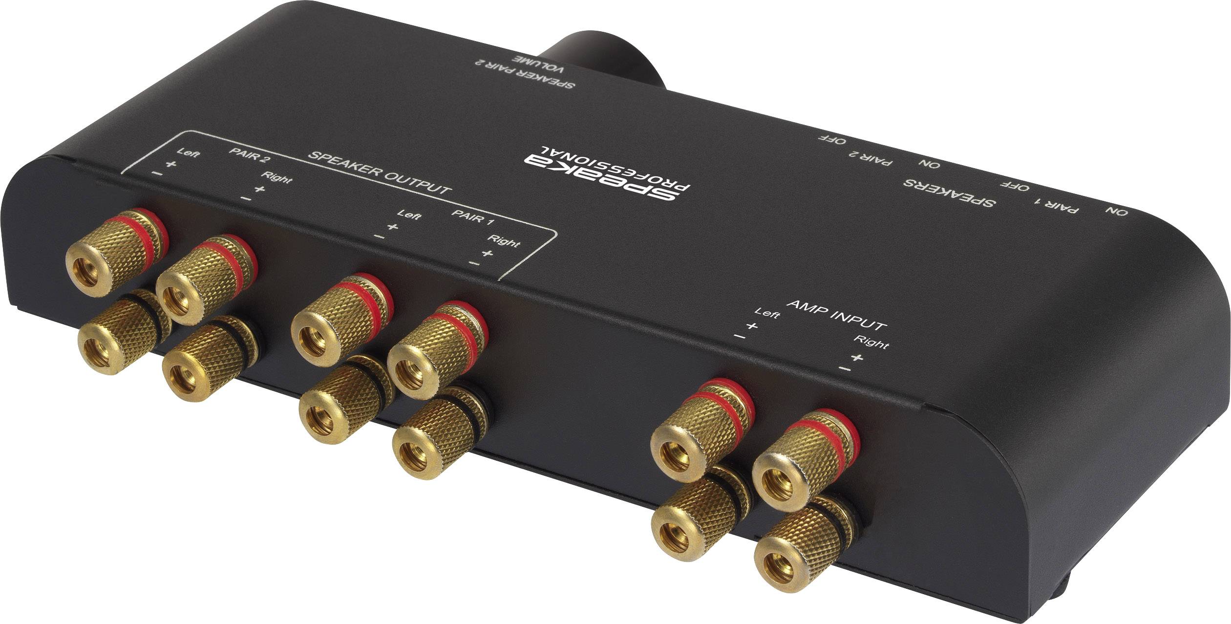 SpeaKa Professional 2 Port Lautsprecher-Umschalter integrierter Lautstärkeregler Schwarz