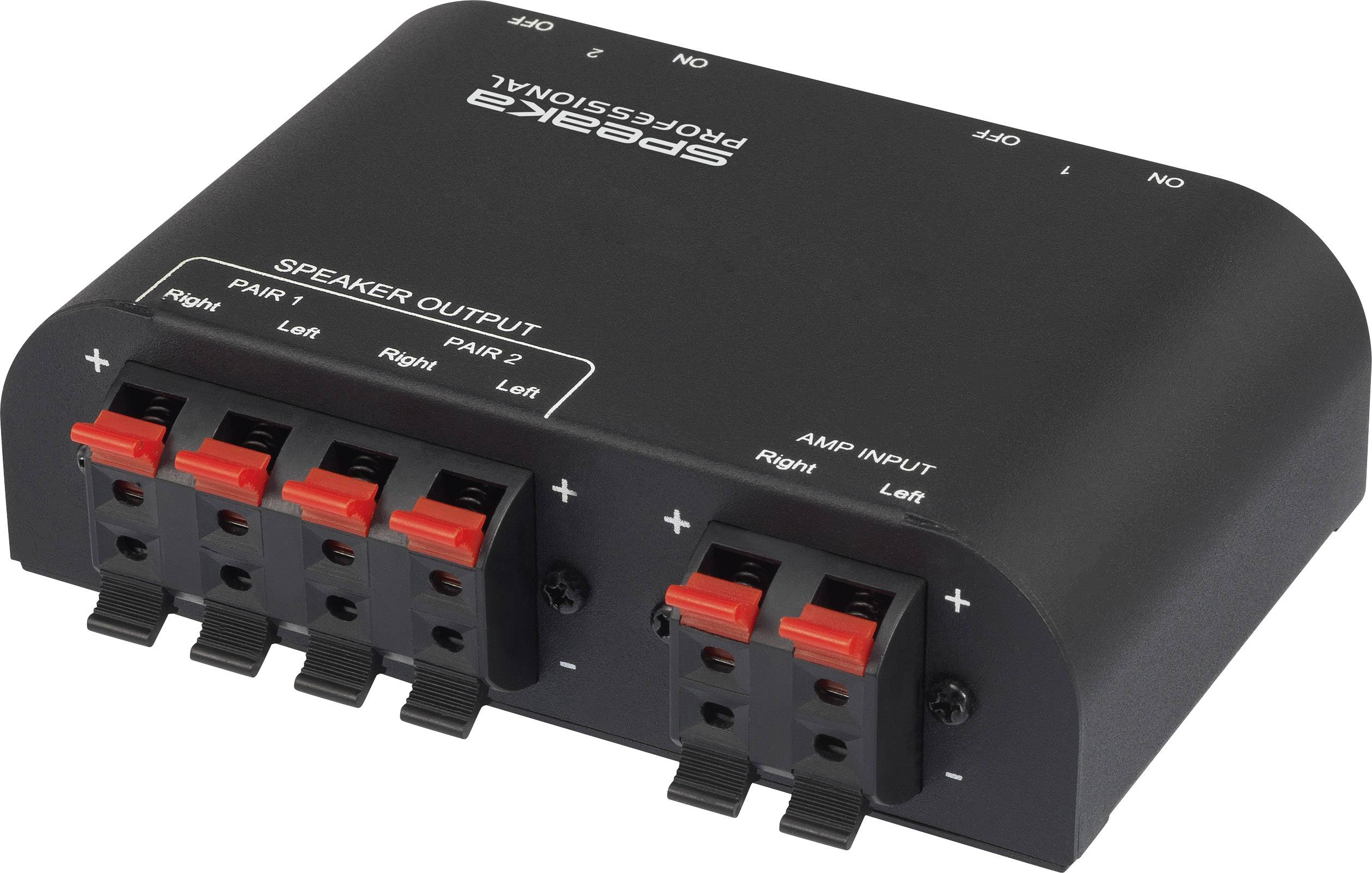 SpeaKa Professional 2 Port Lautsprecher-Umschalter Klemmanschluss Metallgehäuse Schwarz