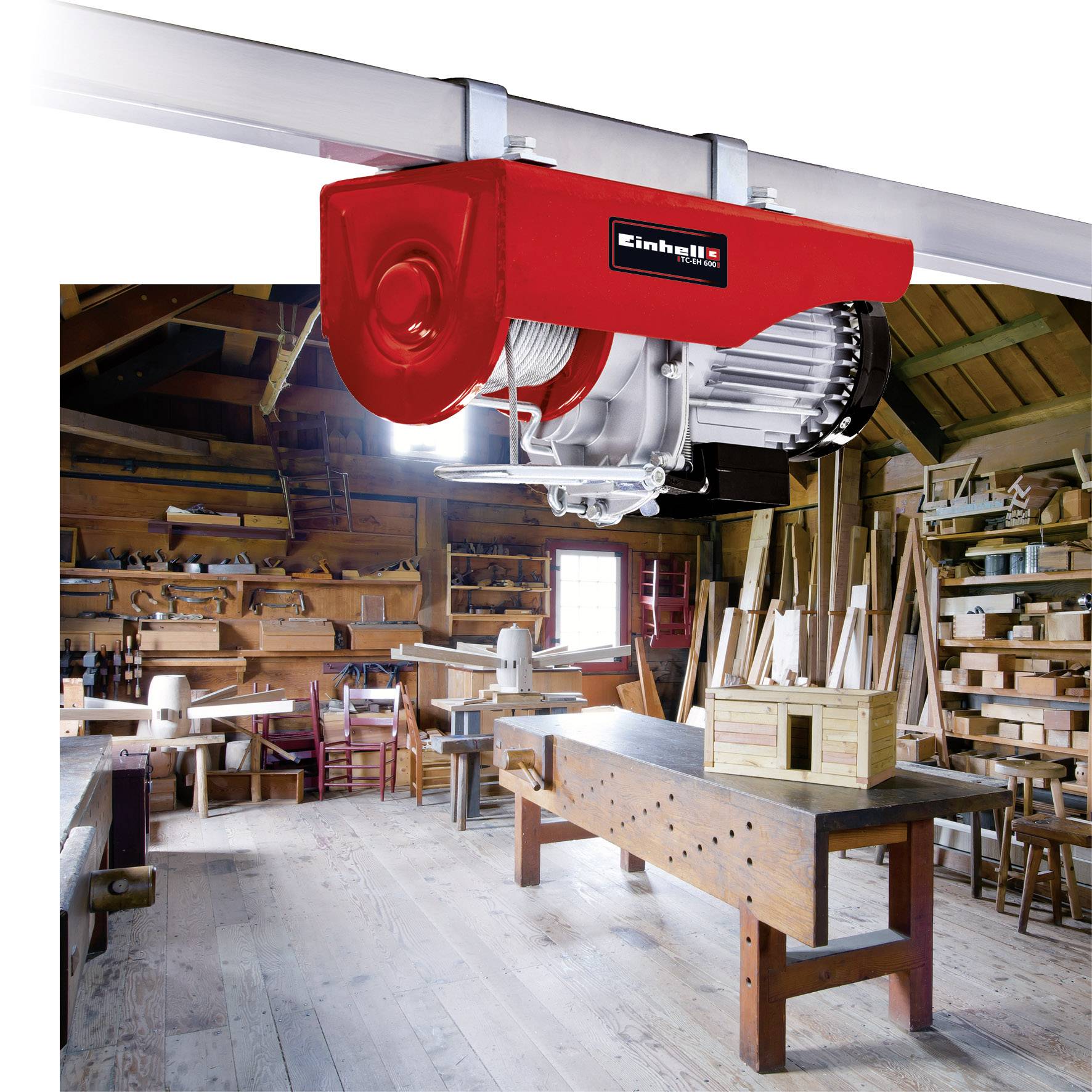 Einhell 2255150 Elektrischer Seilhebezug Tragfähigkeit (mit Umlenkrolle) 600 kg Tragfähigkeit (ohne Umlenkrolle) 300 kg