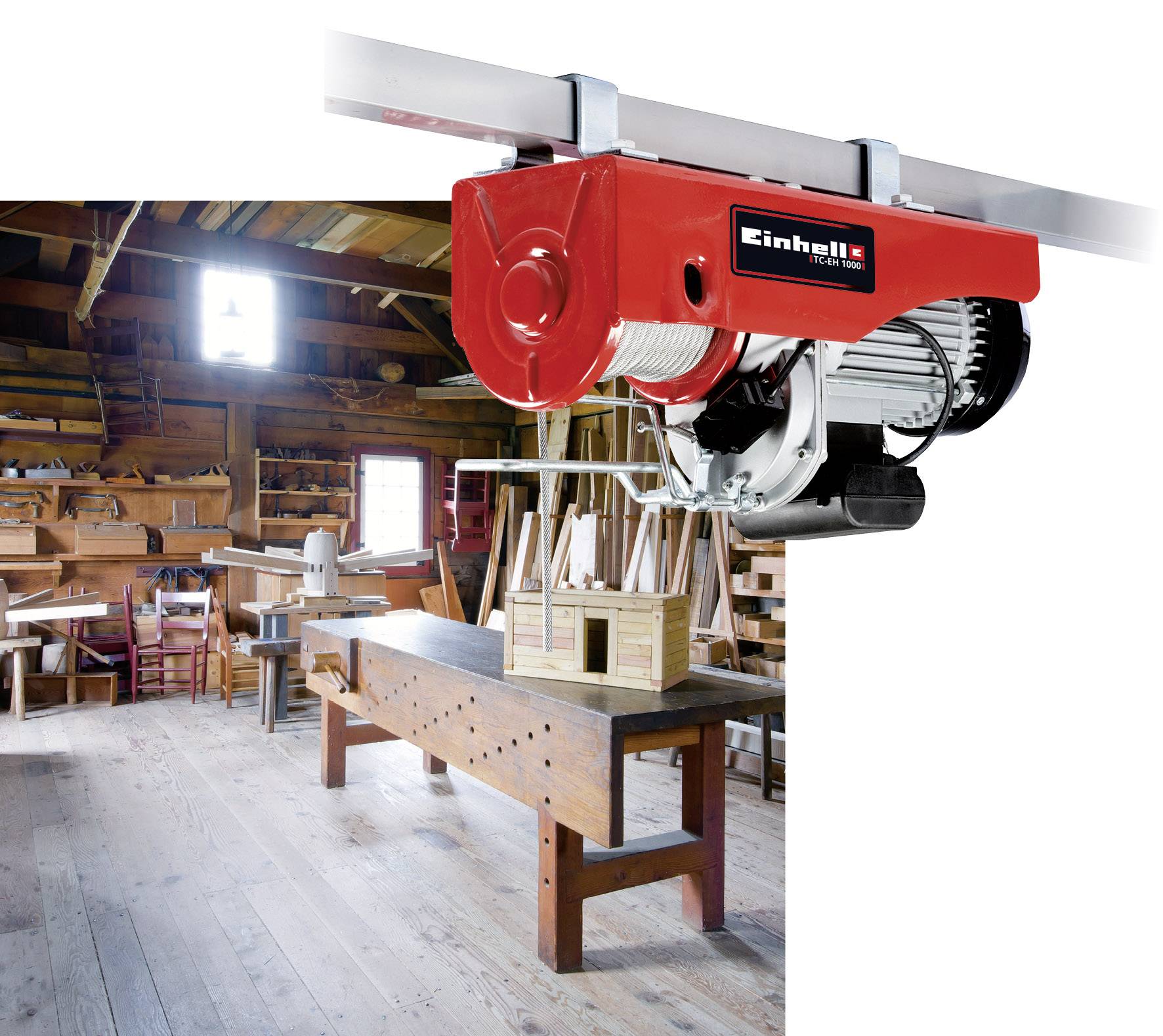 Einhell 2255160 Elektrischer Seilhebezug Tragfähigkeit (mit Umlenkrolle) 999kg Tragfähigkeit (ohne Umlenkrolle) 500kg