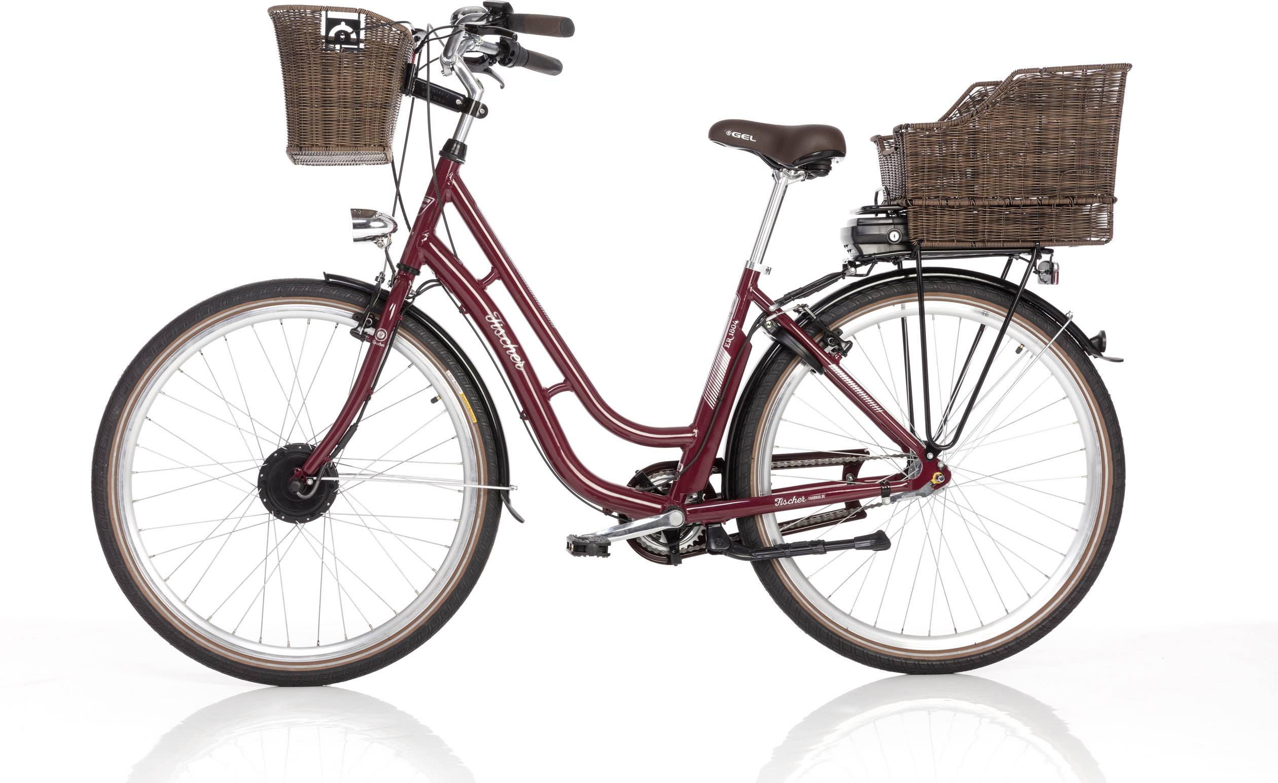 Fischer Fahrrad ER1804 bordeaux E-Bike mit Trittantrieb Bordeaux Li-Ion 36V 8.8Ah