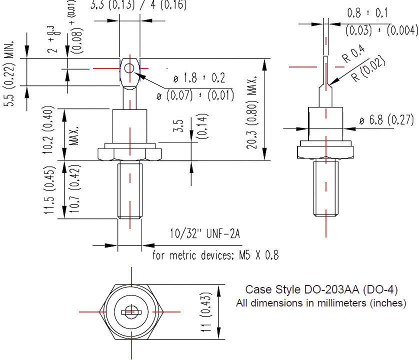 Vishay Standarddiode 12F10 DO-203AA 100 V 12 A