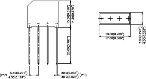 Infineon Technologies 2KBB40 Brückengleichrichter SIP-4 400V 1.9A Einphasig