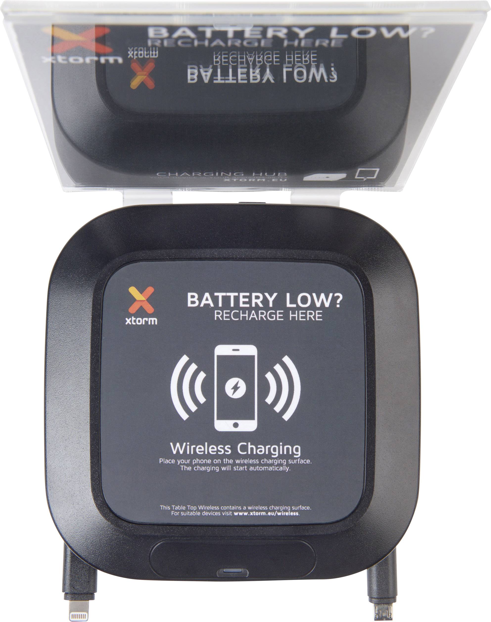 Xtorm by A-Solar Induktions-Ladegerät 2100 mA Table Top BU106  Ausgänge Induktionslade-Standard, USB, Micro-USB-Stecker, Apple Lightning-Stecker Sch