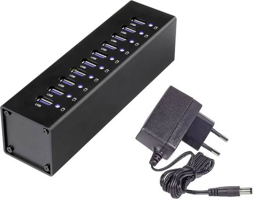 RF-UH-A10 10 Port USB 3.0-Hub mit Aluminiumgehäuse Schwarz
