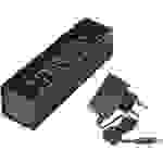 Renkforce RF-UH-A10 10 Port USB 3.2 Gen 1-Hub (USB 3.0) mit Aluminiumgehäuse Schwarz