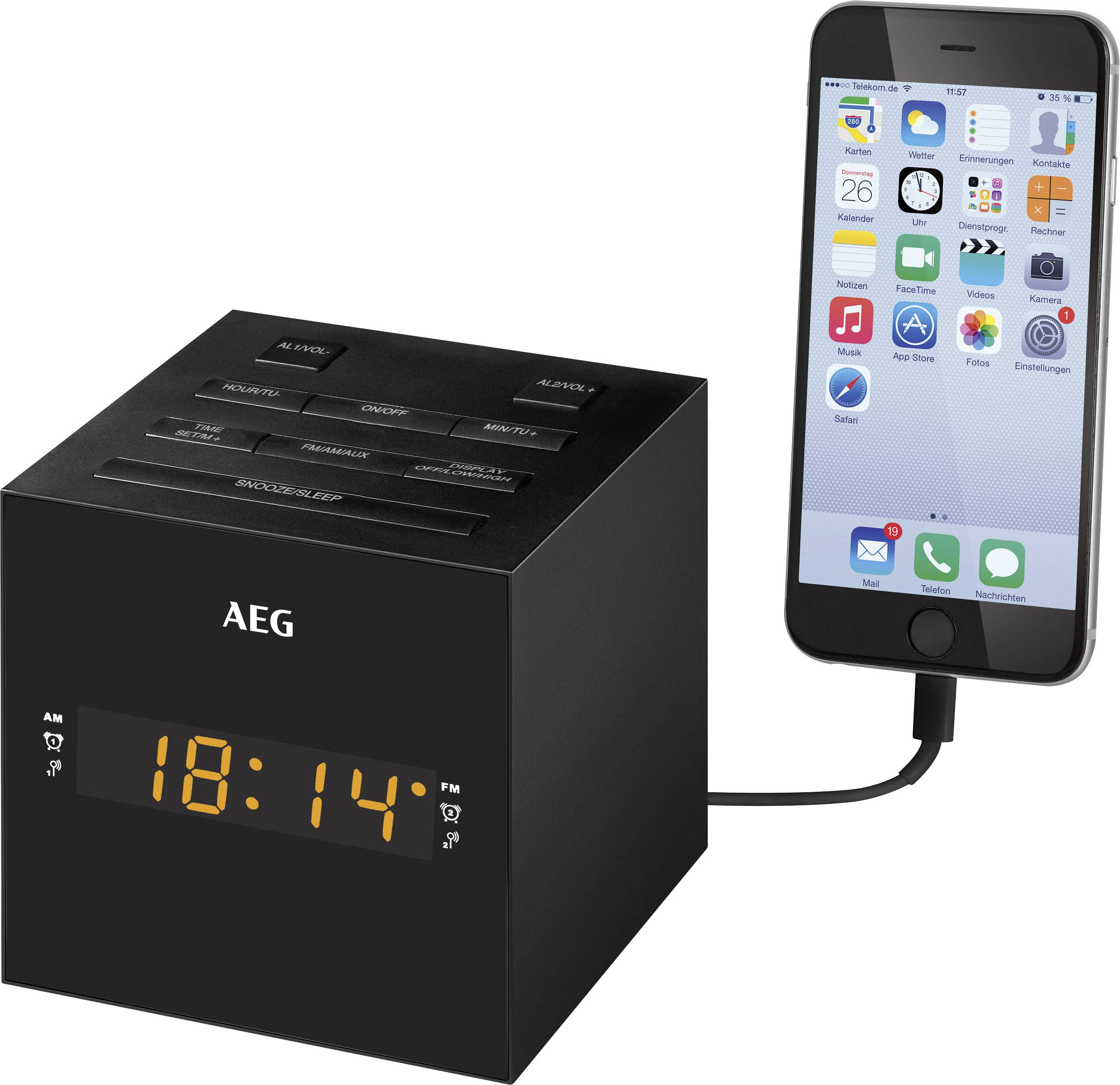AEG MRC 4150 Radiowecker UKW USB   Schwarz