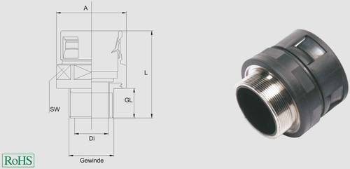920234 HSSV MG GR M32 NW29 Schlauchverschraubung Grau M32 Gerade 1St.