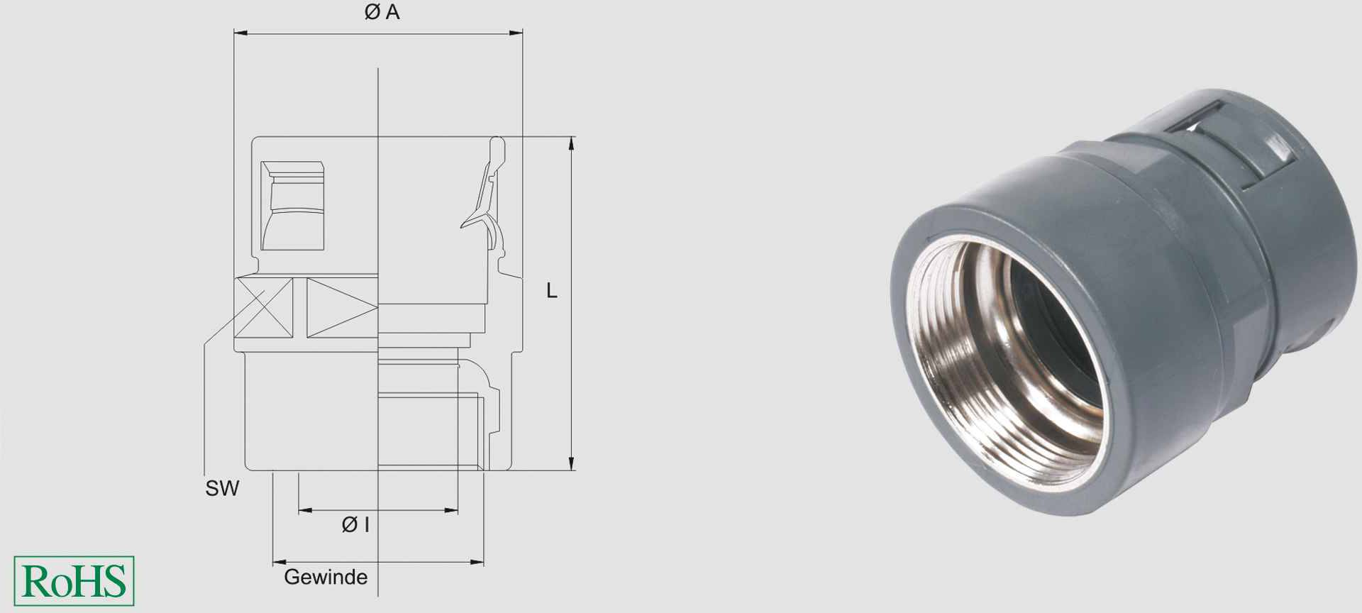Helukabel 920276 HSSV MGi GR M20 NW16/17 Schlauchverschraubung Grau M20 Gerade 1 St.