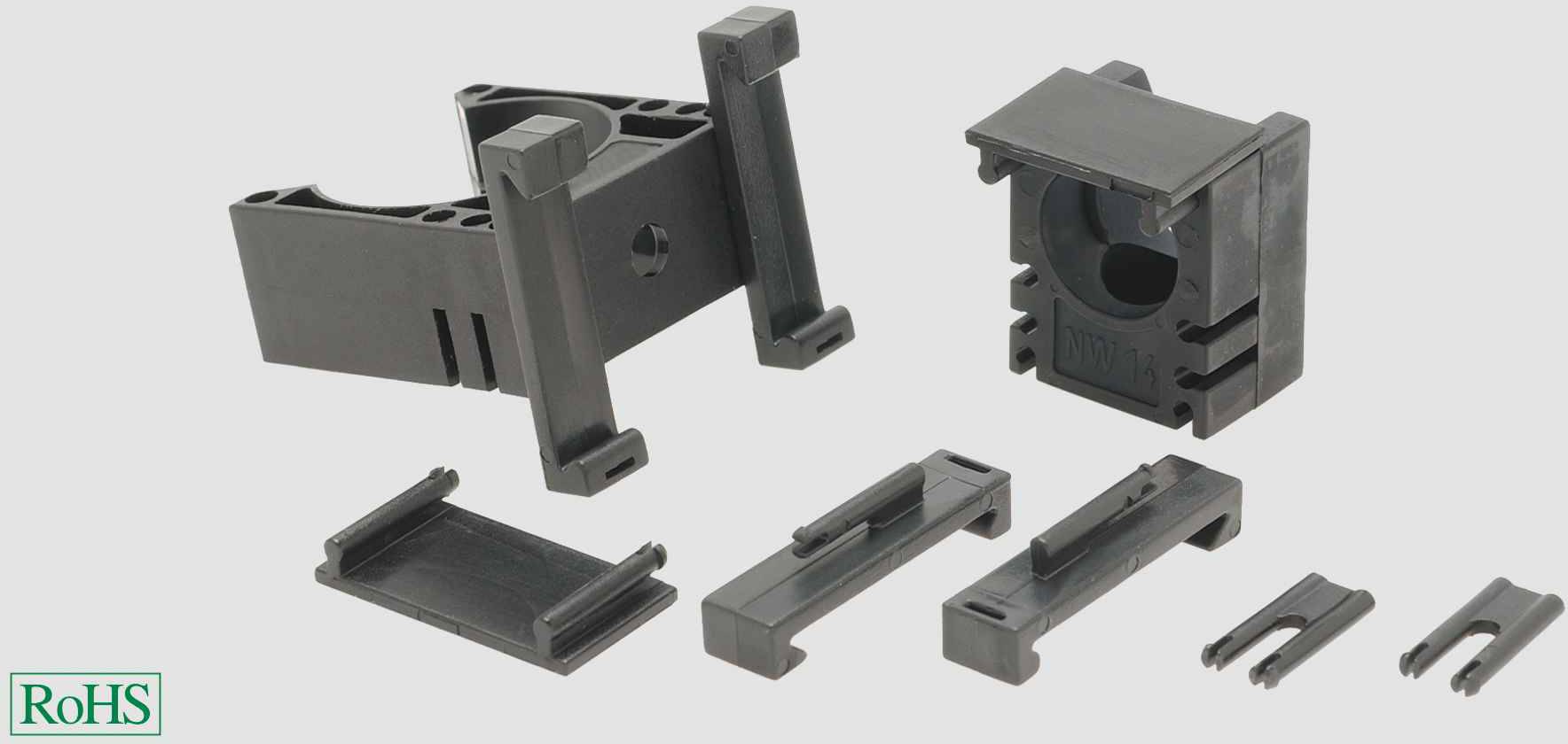 Helukabel 99277 SHV-Systemhalter GR NW21/23 Halter für Schutzschlauch Schwarz 48 mm