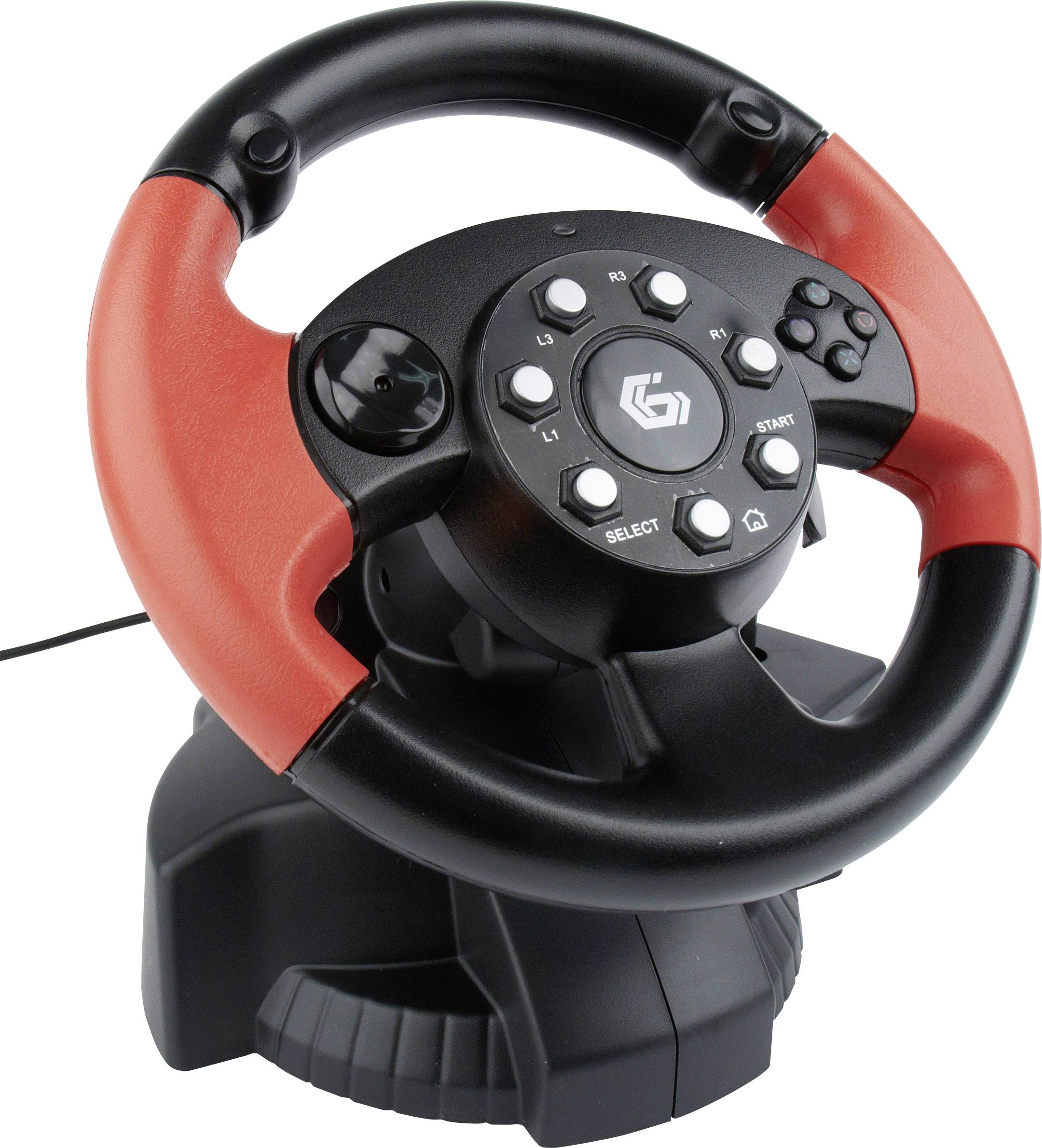 Gembird STR-MV-02 Lenkrad USB PC, PlayStation 2, PlayStation 3 Schwarz, Rot inkl. Pedale, inkl. Gangschaltung