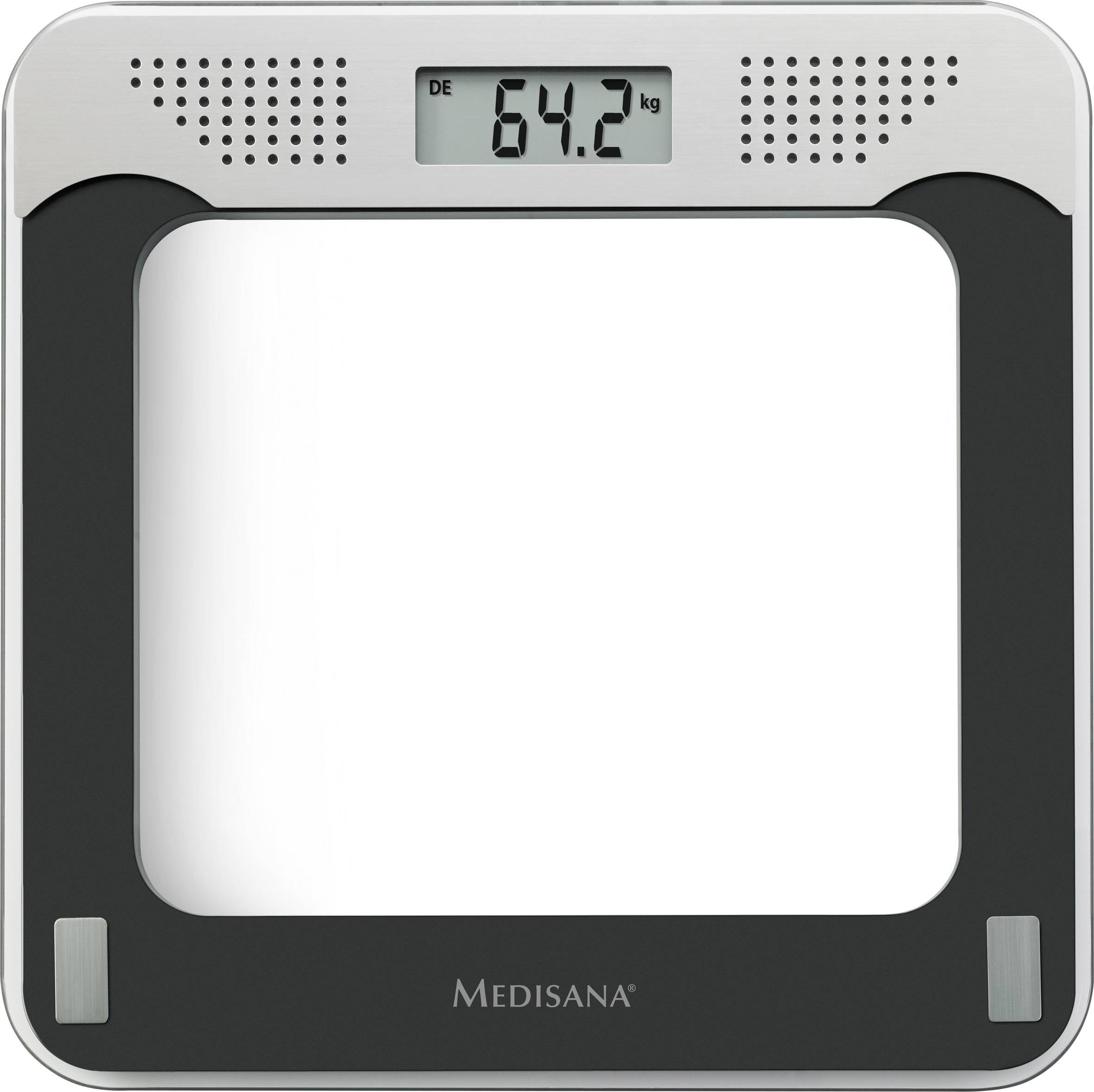 Medisana PS 425 Digitale Personenwaage 40448 Wägebereich (max.)=180kg Schwarz, Grau, Glas Mit Sprachausgabe