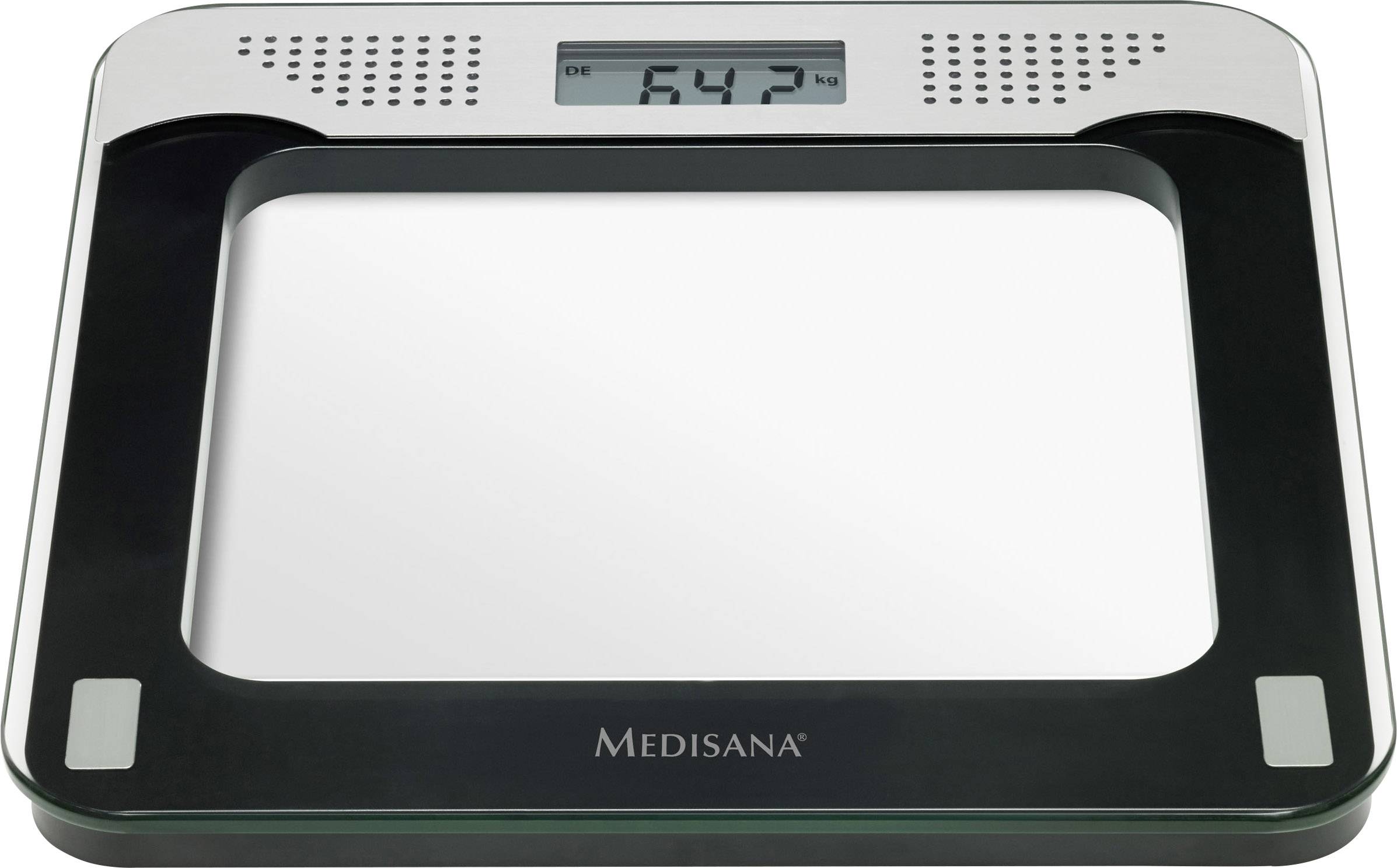 Medisana PS 425 Digitale Personenwaage 40448 Wägebereich (max.)=180kg Schwarz, Grau, Glas Mit Sprachausgabe