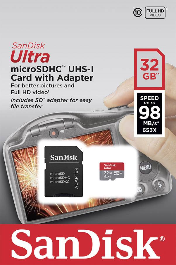 SanDisk Ultra™ Photo microSDHC-Karte 32GB Class 10, UHS-I A1-Leistungsstandard, inkl. SD-Adapter, inkl. Android-Software