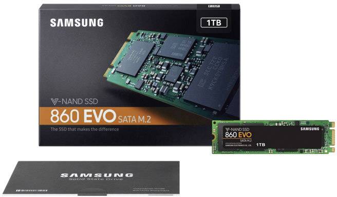 Samsung 860 EVO 1 TB Interne M.2 SATA SSD 2280 M.2 SATA 6 Gb/s Retail MZ-N6E1T0BW