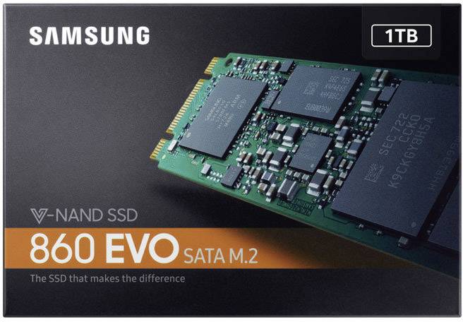 Samsung 860 EVO 1 TB Interne M.2 SATA SSD 2280 M.2 SATA 6 Gb/s Retail MZ-N6E1T0BW