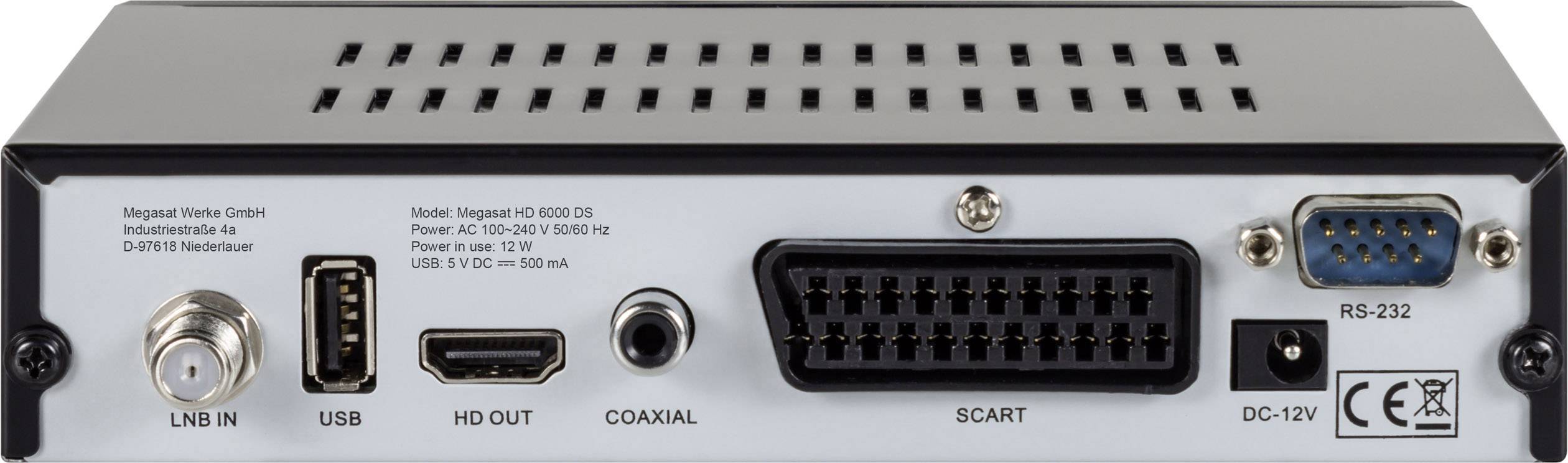 MegaSat HD 6000 DS HD-SAT-Receiver Front-USB Anzahl Tuner: 1