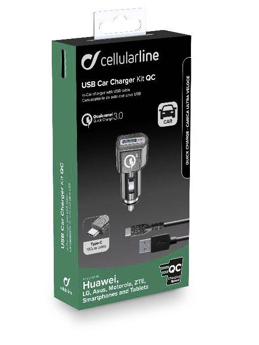 Cellularline CBRHUKITQCTYCK USB Ladegerät Schwarz