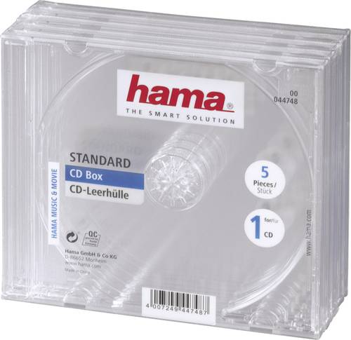 Hama CD Hülle 1 CD/DVD/Blu-Ray Transparent 5 St. (B x H x T) 140 x 124 x 10.4mm 00044748