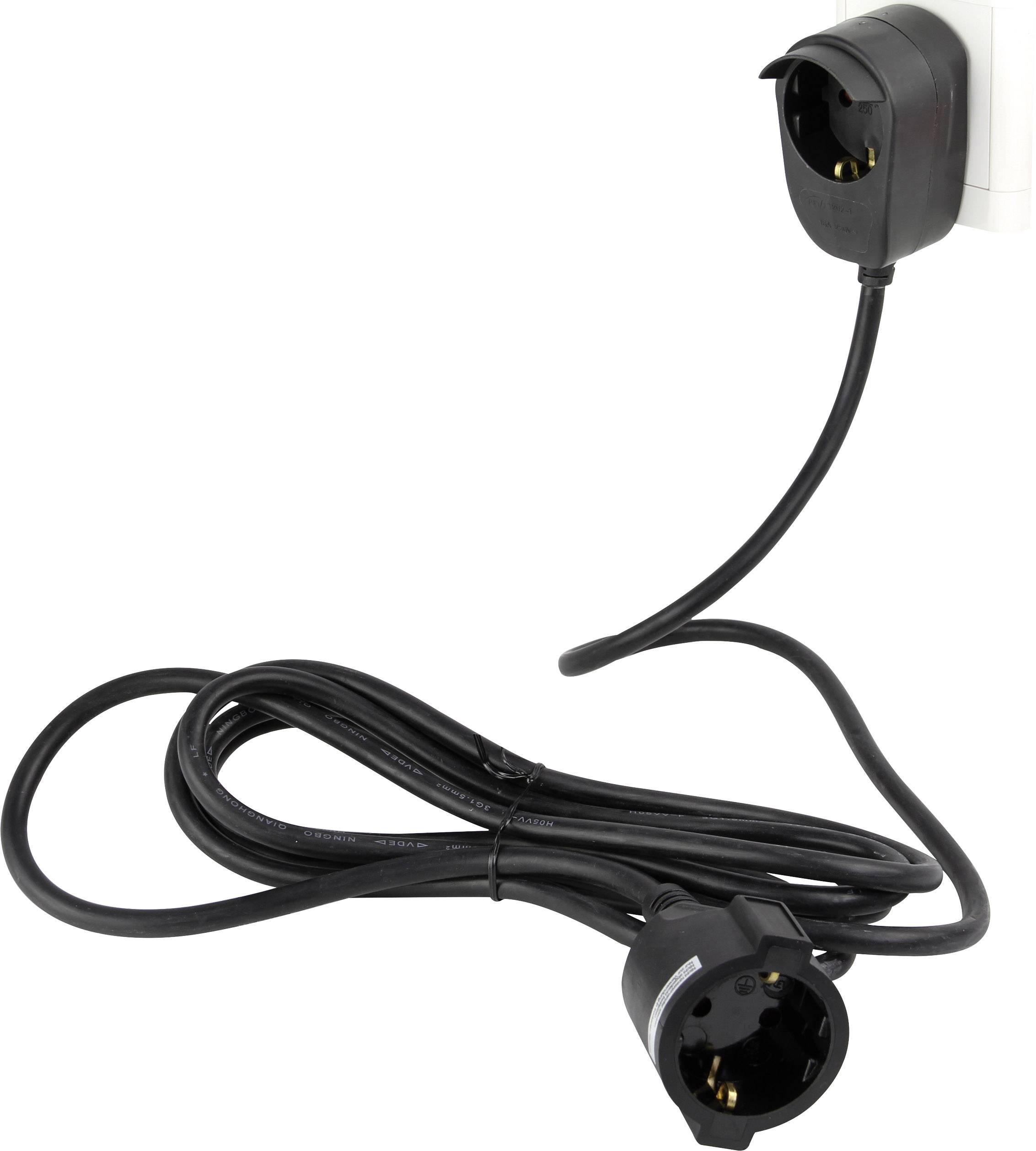 REV 0016130514 Strom Verlängerungskabel Schwarz 3.00 m H05VV-F 3G 1,5 mm²