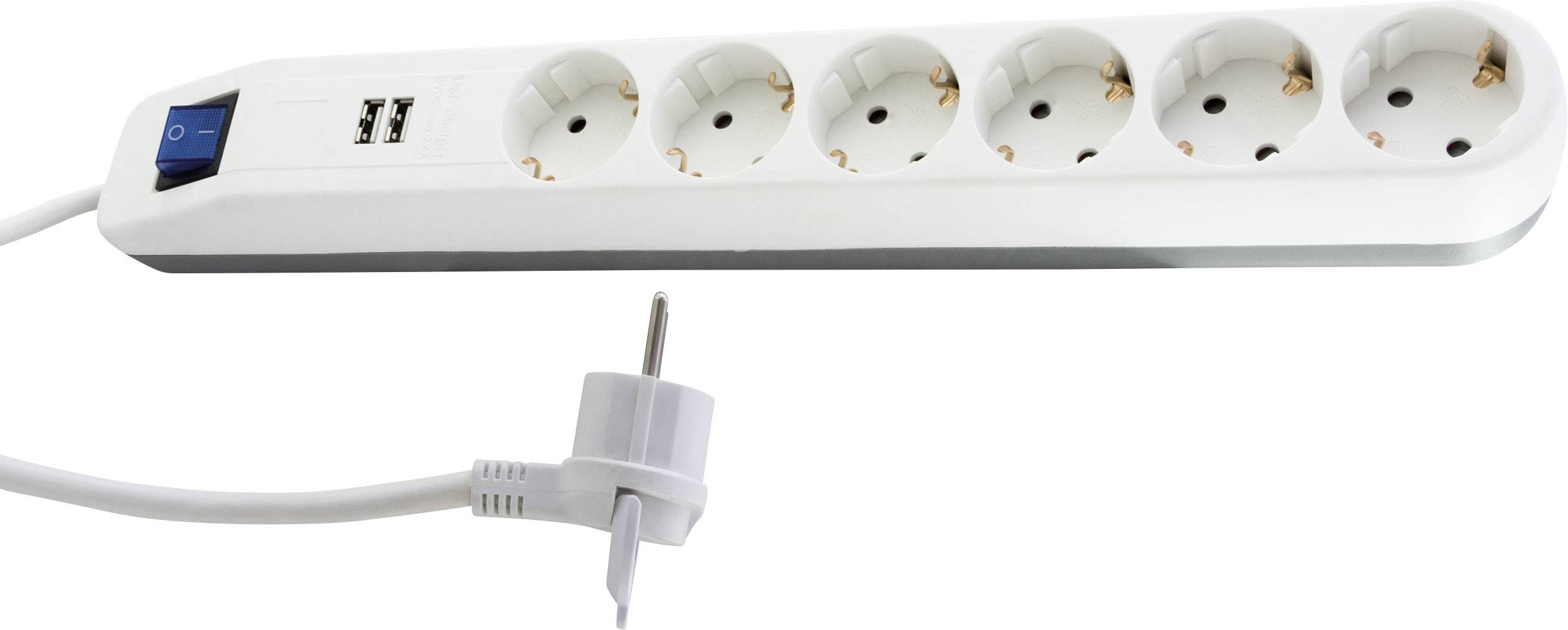 REV 0014648100 Steckdosenleiste mit Schalter 6fach Weiß, Grau Schutzkontakt 1 St.