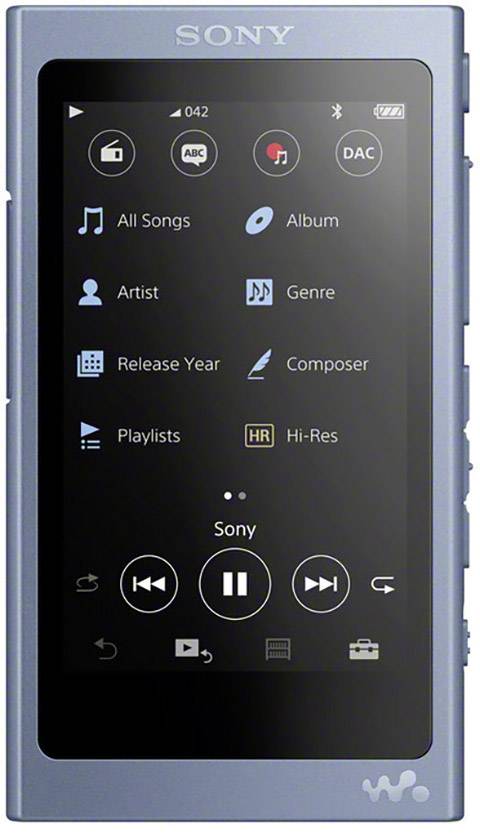 Sony NW-A45HN MP3-Player 16 GB Blau Bluetooth®, Digitale Geräuschminimierung, High-Resolution Audio, NFC