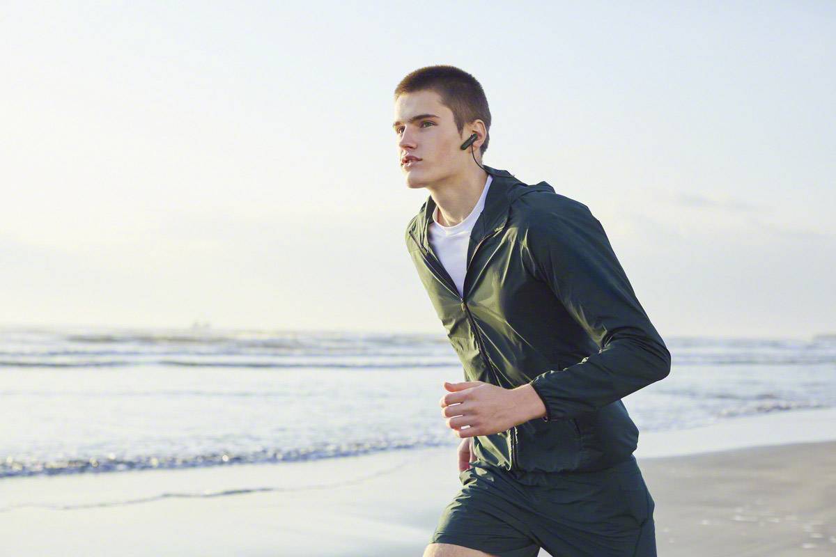 Sony WI-SP500 In Ear Kopfhörer Bluetooth® Schwarz Headset, Nackenbügel, NFC, Schweißresistent Sport