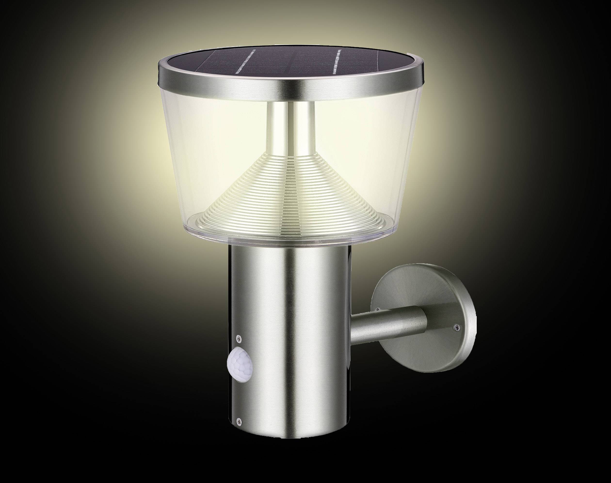 Polarlite WLSS02PIR PL-8228605 Solar-Außenwandleuchte mit Bewegungsmelder   3 W Warmweiß