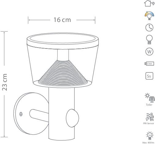 Polarlite WLSS02PIR PL-8228605 Solar-Außenwandleuchte mit Bewegungsmelder   3 W Warmweiß