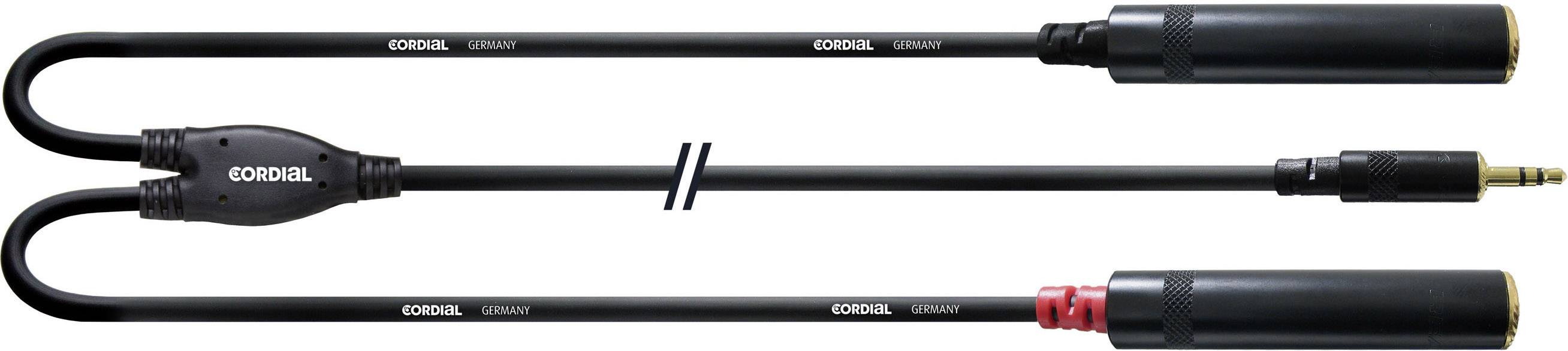 Cordial CFY 0,3 WGG Audio Y-Adapter [1x Klinkenstecker 3.5 mm - 2x Klinkenbuchse 6.35 mm] 30.00 cm