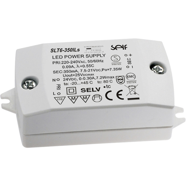 Self Electronics SLT6-350ILS LED-Treiber Konstantspannung, Konstantstrom 7.94 W, 7.31W 350mA 7.5, 24.0 - 21.0, 24.0 V/DC, V/D