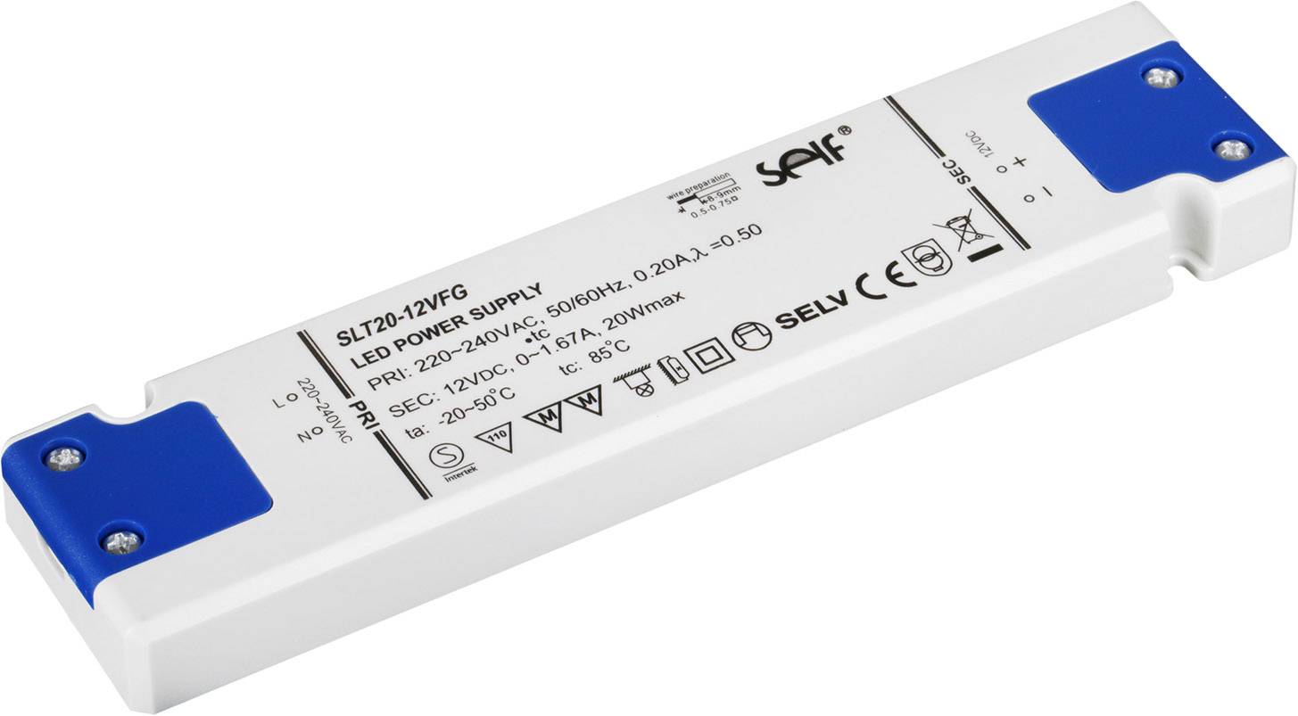 Self Electronics SLT20-24VFGS LED-Treiber Konstantspannung 20 W 0 - 0.84 A 24.0 V/DC Möbelzulassung