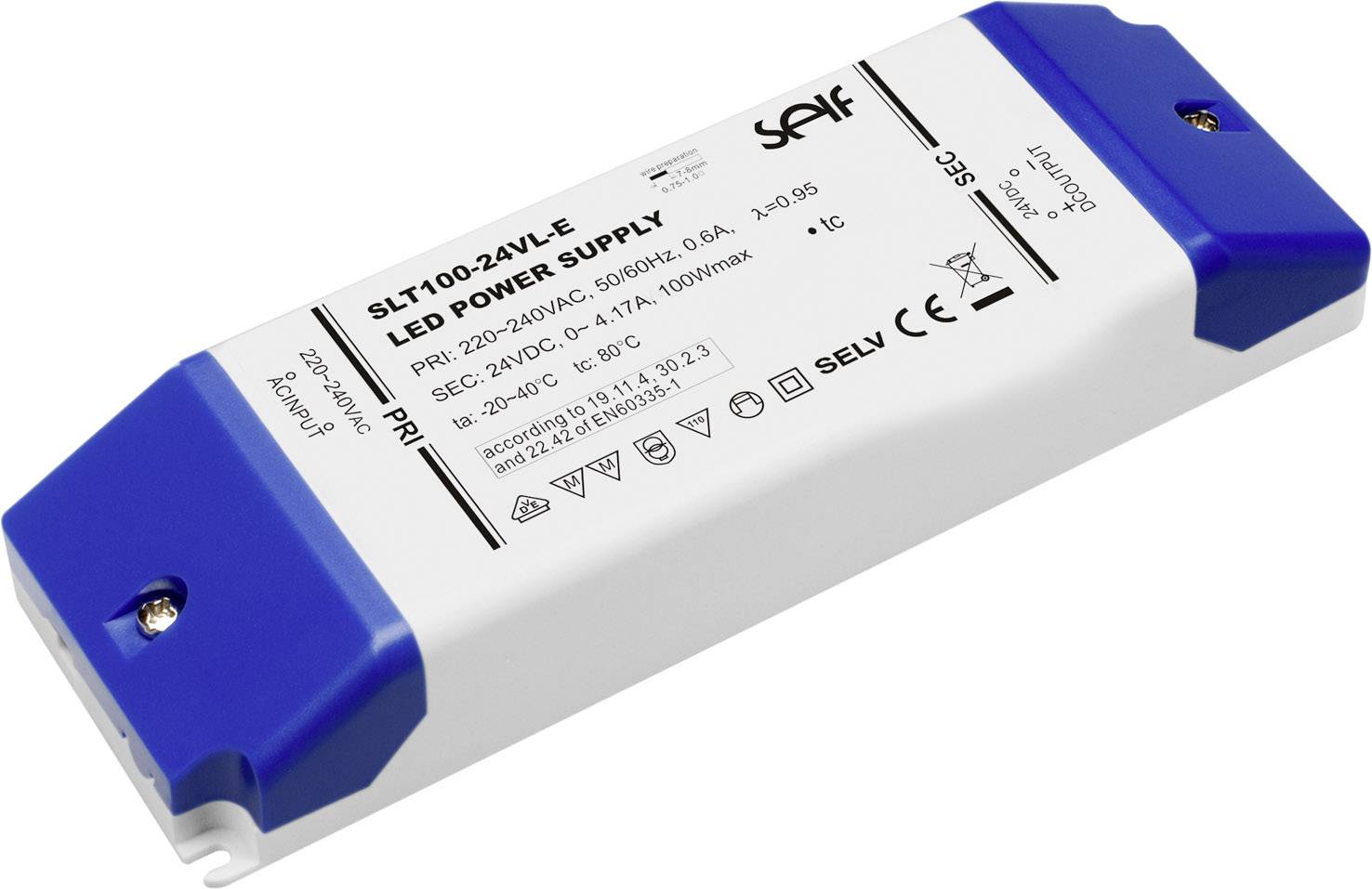 Self Electronics SLT100-12VL-E LED-Trafo Konstantspannung 100 W 0 - 8.33 A 12 V/DC nicht dimmbar, M