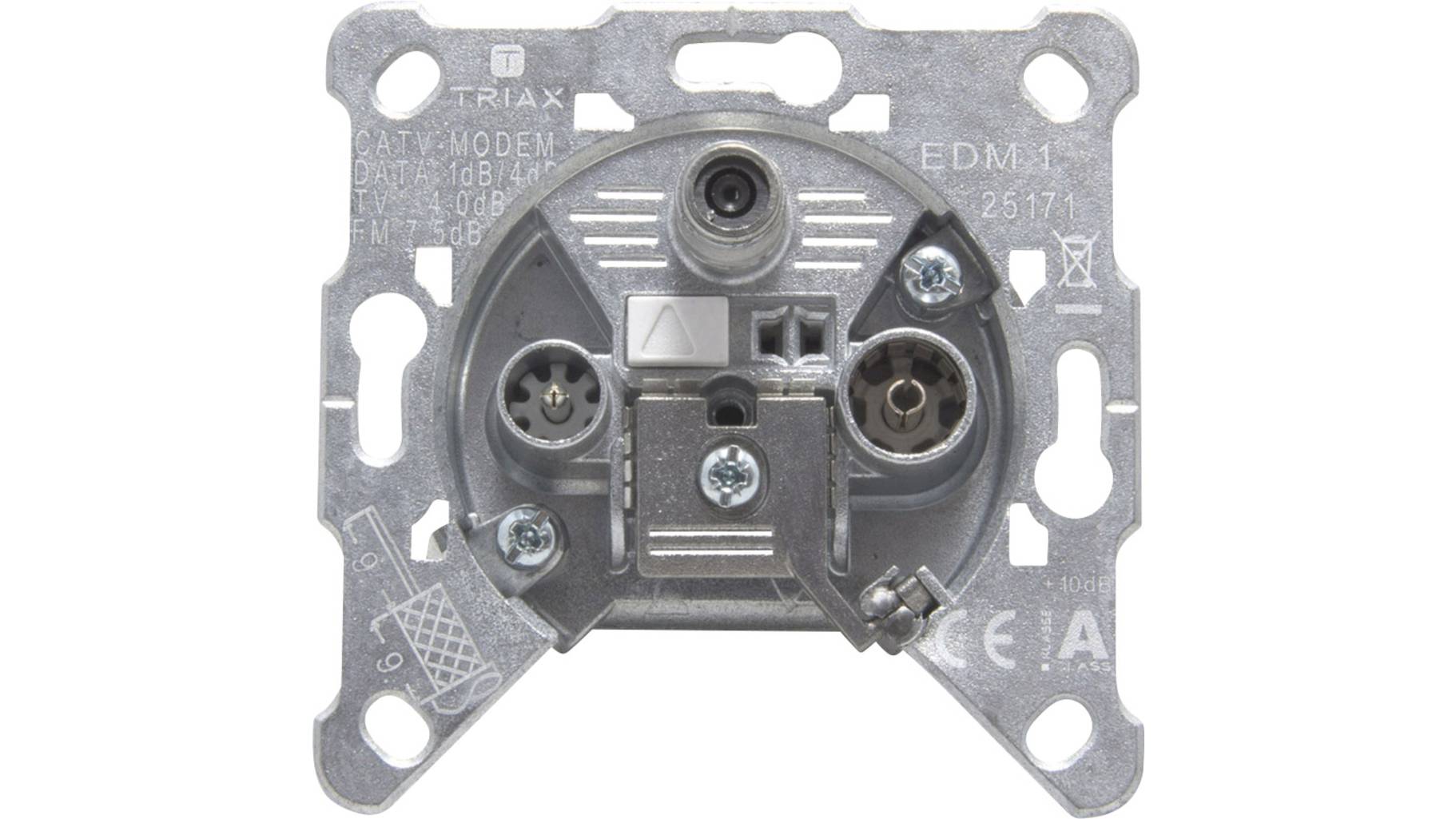 Triax EDM 1 Antennensteckdose Silber - 3-fach Dose Für TV, Radio, Data 5-1800MHz