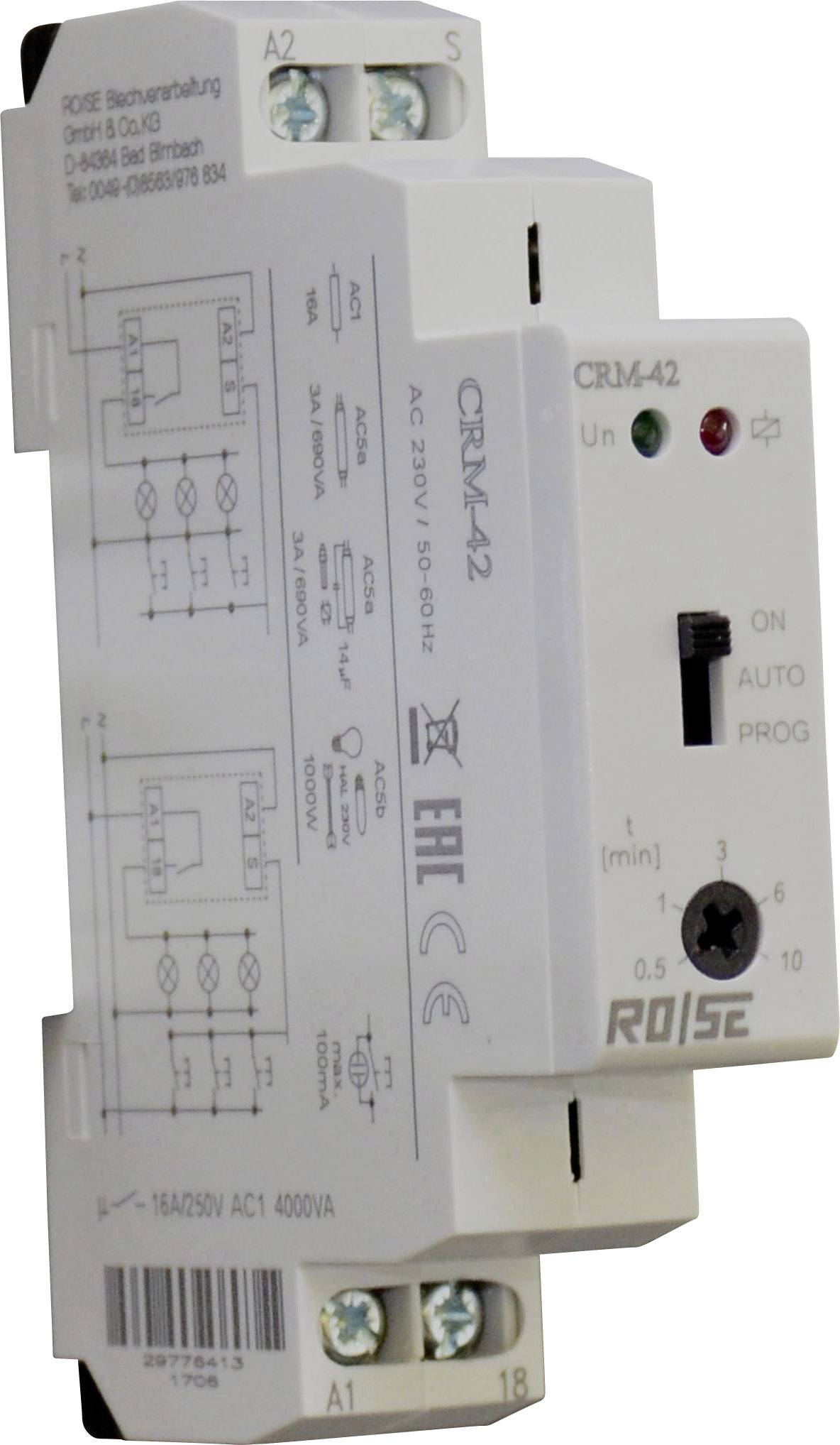 Rose LM CRM-42/230 Treppenhaus-Lichtautomat 230 V/AC 1 St. Zeitbereich: 30s - 10 min 1 Wechsler