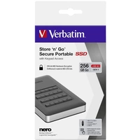 Verbatim Store 'n' Go Secure Portable SSD 256GB Externe SSD USB-A (USB 3.2 Gen 2) Schwarz 53402 Verbatim Store 'n' Go Secure Portable SSD 256GB Externe SSD USB-A (USB 3.2 Gen 2) Schwarz 53402